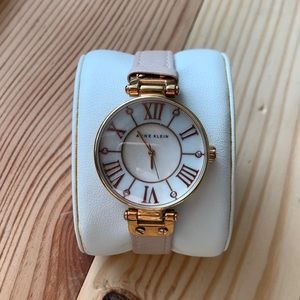 Anne Klein Pink Beige Leather Wrist Watch Small